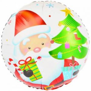 Шар (18”/46 см) Круг, Дед Мороз с подарками