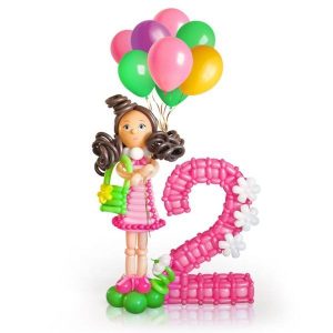 Плетеная фигура из шаров «Девочка с шариками» +цифра