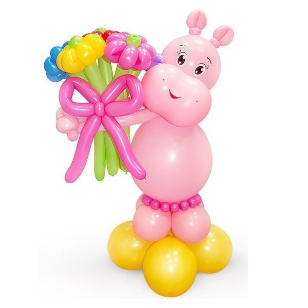 Фигура из шаров «Розовый бегемотик»