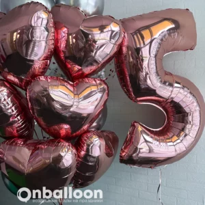 Набор шаров на 5 лет с цифрой и фонтанами