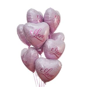 Облако шаров «Розовые сердца LOVE»