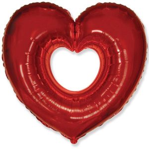 Шар (102 см) Фигура, Сердце в сердце, Красный.