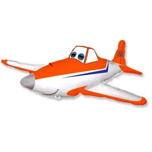 Шар (112 см) Фигура, Гоночный самолет, Оранжевый.