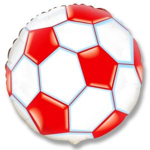 Шар (46 см) Круг, Футбольный мяч, Красный.