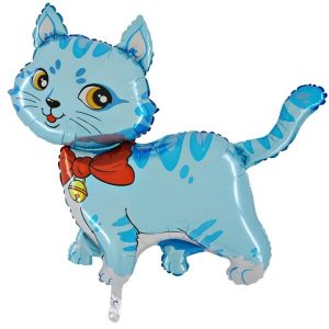 Шар (81 см) Фигура, Любимый котенок, Синий.