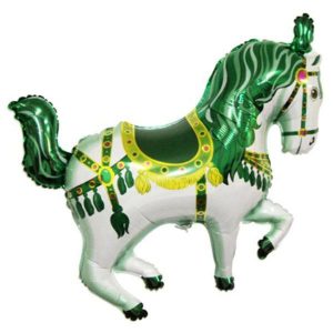 Шар (99 см) Фигура, Лошадь карусельная, Зеленый.