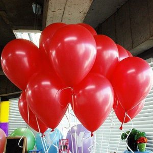 Воздушный шар с гелием (30 см.) красный металлик, 1 шт.