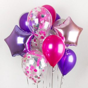 Букет из шаров “Розово-фиолетовый с конфетти”