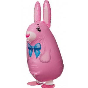 Ходячий воздушный шар (25”/64 см) Кролик, Розовый, 1 шт.