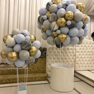 Воздушный шар из шариков голубой с золотым, 1 шт.