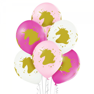 Воздушный шар С Днём Рождения Единорог, Ассорти, (36 см), 1 шт