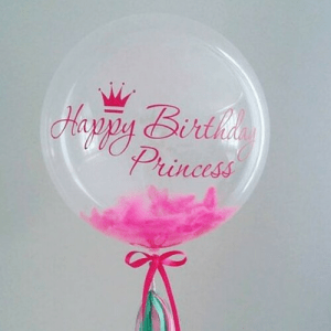 Шар прозрачный (61 см.) Bubble, Happy birthday princess!. 1 шт.