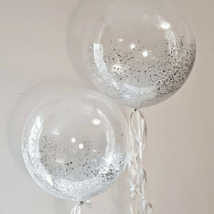 Шар прозрачный (61 см.) Bubble с серебряной стружкой. 1 шт.