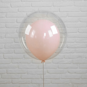Шар в шаре персиковый (61 см.) Bubble. 1 шт.
