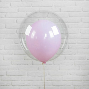 Шар в шаре розовый (61 см.) Bubble. 1 шт.