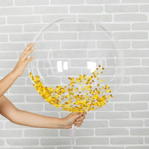 Шар прозрачный (61 см.) Bubble. с желтым конфетти. 1 шт.