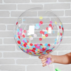Шар прозрачный (61 см.) Bubble с  конфетти крупные круги бумага. 1 шт.