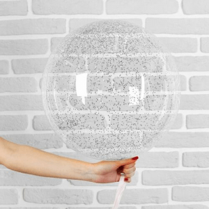 Шар прозрачный (61 см.) Bubble с серебряными конфетти 1 шт.