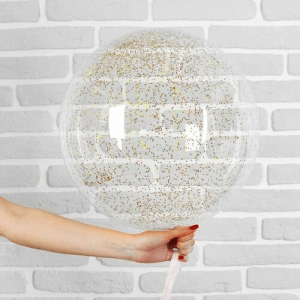 Шар прозрачный (61 см.) Bubble с золотыми конфетти 1 шт.