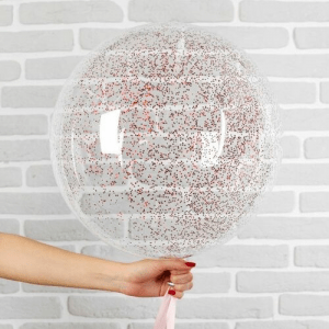 Шар прозрачный (61 см.) Bubble с конфетти розовое золото 1 шт.