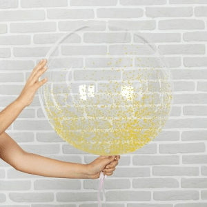 Шар прозрачный (61 см.) Bubble с желтыми конфетти 1 шт.