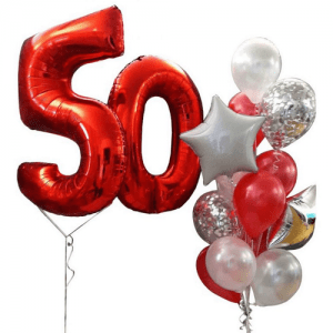 Набор воздушных шаров “Красные цифры 50”