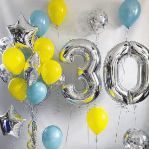 Набор воздушных шаров “Серебряные цифры 30”