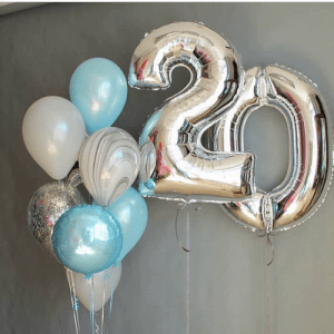 Набор воздушных шаров “20 лет серебряный агат”