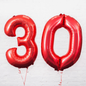 Набор воздушных шаров “Цифры 30 красные” на юбилей