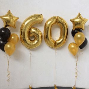 Набор воздушных шаров “Цифры 60 и 2 фонтана из шаров”