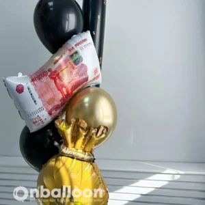 Фонтан шаров с денежным мешком
