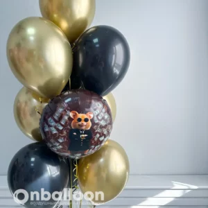Фонтан из шаров с денежным хомяком