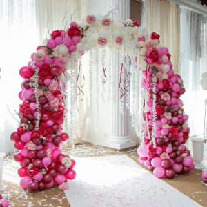 Арка из шаров Свадебная с цветами, 1 метр.