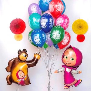 Набор шаров “День рождения с Машей и Медведем”