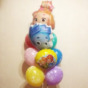 Фонтан из воздушных шаров “Нолик и Симка”