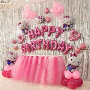 Фотозона из шаров c Hello Kitty “С днем рождения!”