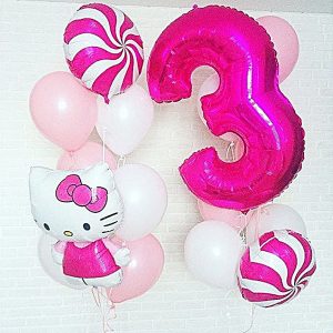 Набор шаров с Hello Kitty “С днем рождения, 3 года!”
