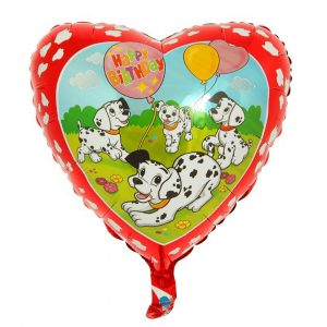 Фольгированная сердце шар Happy Birthday Далматинцы (красный), 1 шт.
