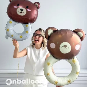 Шар (33''/84 см) Фигура, Погремушка Медвежонок, 1 шт.