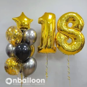 Набор шаров на 18 лет "Золотая звезда"