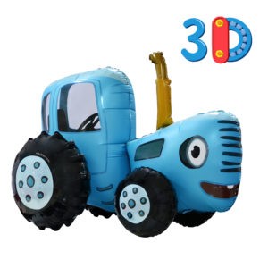 Шар 3D (28”/71 см) Фигура, Синий Трактор, 1 шт.