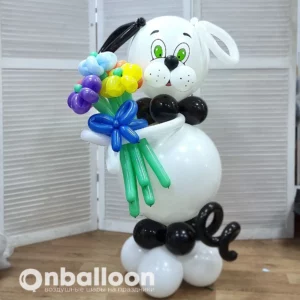Фигура из шаров "Собака и цветы"