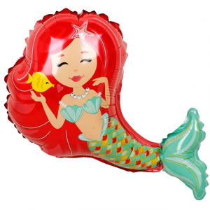 Фольгированный шар фигура (74 см.)”Русалочка c красными волосами” 1 шт.