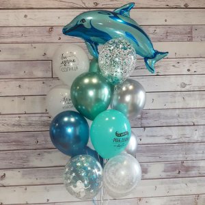 Фонтан из шаров “С днём рождения! Дельфин”