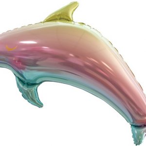 Фольгированный шар фигура (99 см.)” Дельфин, Радужный, Градиент” 1 шт.