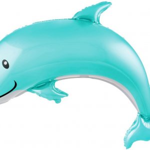 Фольгированный шар фигура (117 см.)”Счастливый дельфин, Бирюзовый” 1 шт.