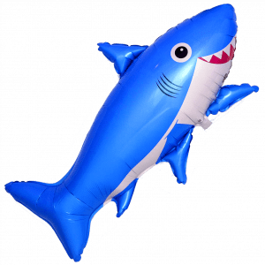 Фольгированный шар фигура (99 см.)”Счастливая акула, Синий” 1 шт.