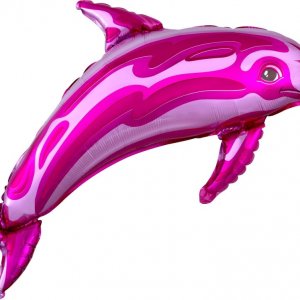 Фольгированный шар фигура (102 см.)”Дельфин” розовый 1 шт.