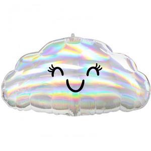 Фольгированный шар фигура (58 см.)”Облако с глазами переливы” 1 шт.