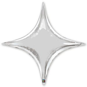 Фольгированный шар фигура (71 см.)”Звезда, 4х-конечная, Серебро” 1 шт.